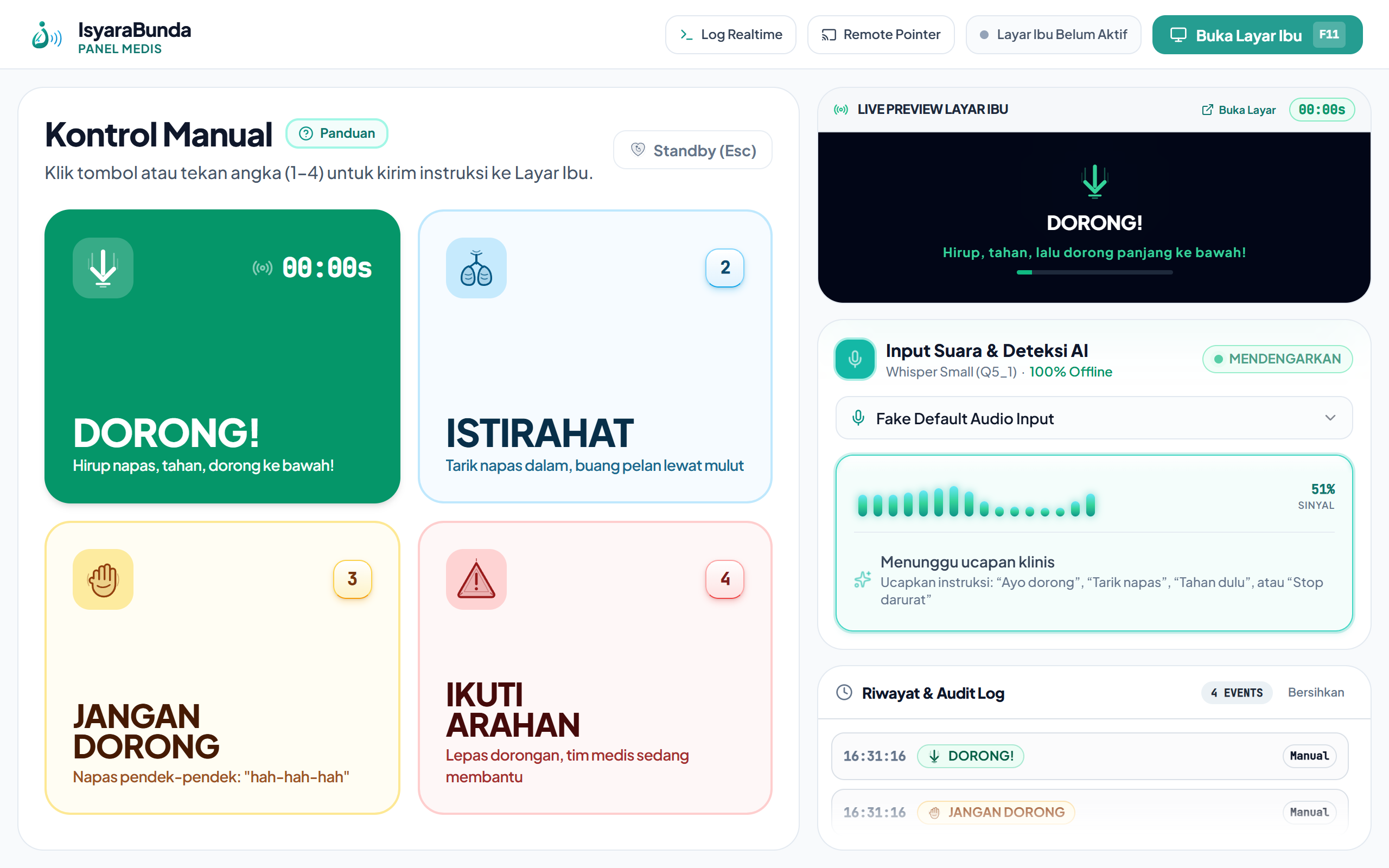 Tampilan Dashboard Kendali Bidan